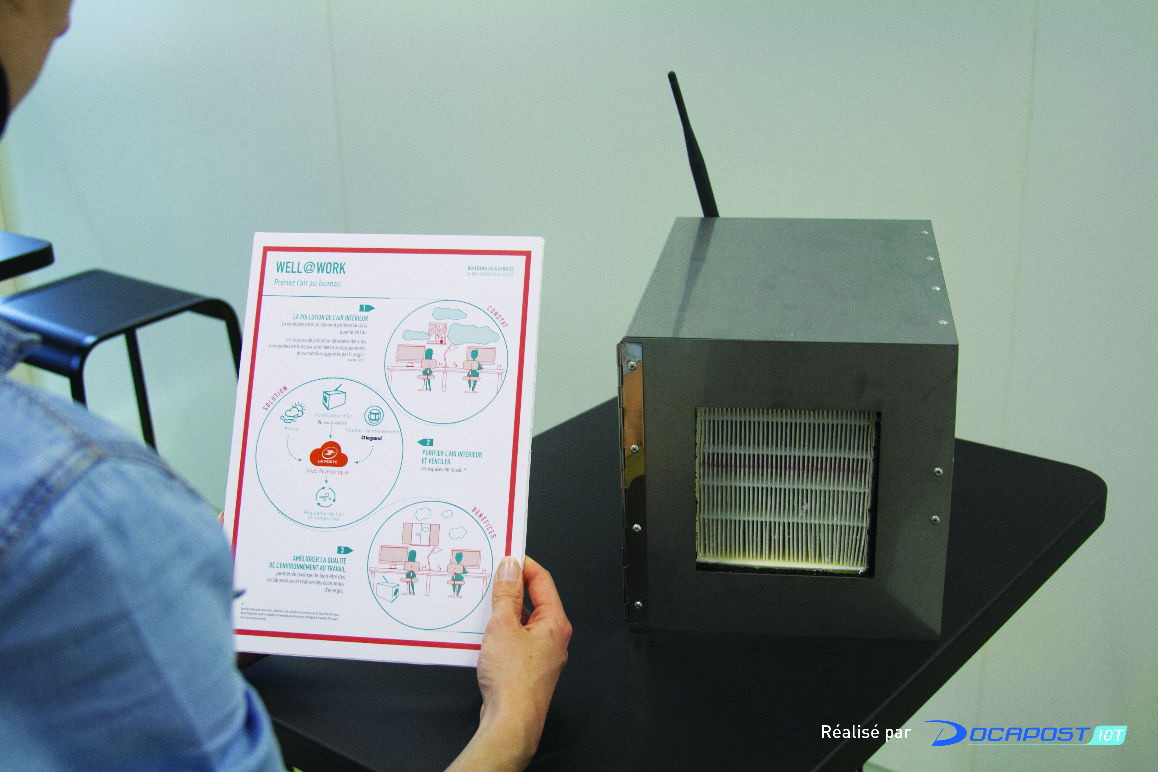 Use the air purifier to ventilate workspaces and decrease internal air pollution while lowering energy costs.